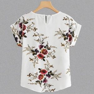 Tops - Floral Asymmetrical Hem Blouse - NWOT Tops - Floral Asymmetrical Hem Blouse - NWOT